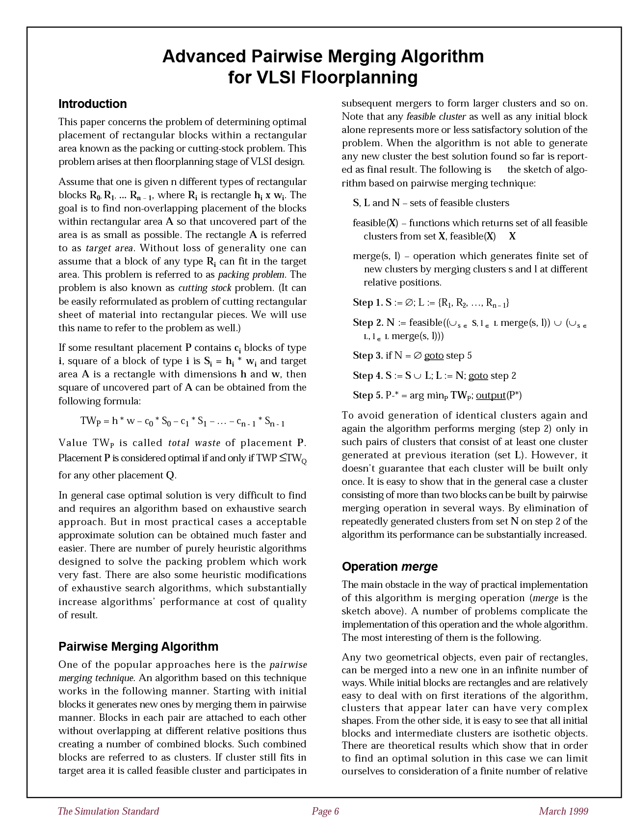 Advanced Pairwise Merging Algorithm for VLSI Floorplanning Silvaco